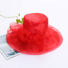 Load image into Gallery viewer, Summer Ougan Gauze Hat Fashion Hat Women's Flower Beach Sun Hat Big Brim Face Shield Sun Hat