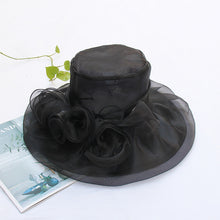 Load image into Gallery viewer, Summer Ougan Gauze Hat Fashion Hat Women's Flower Beach Sun Hat Big Brim Face Shield Sun Hat