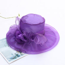 Load image into Gallery viewer, Summer Ougan Gauze Hat Fashion Hat Women's Flower Beach Sun Hat Big Brim Face Shield Sun Hat