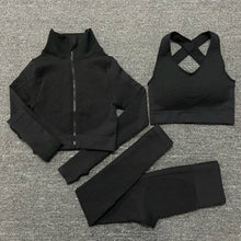 Load image into Gallery viewer, 2/3PCS Seamless Women Yoga Set Workout Sportswear Gym Clothing Fitness Long Sleeve Crop Top High Waist Leggings Sports Suits