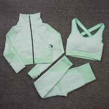 Load image into Gallery viewer, 2/3PCS Seamless Women Yoga Set Workout Sportswear Gym Clothing Fitness Long Sleeve Crop Top High Waist Leggings Sports Suits