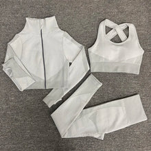 Load image into Gallery viewer, 2/3PCS Seamless Women Yoga Set Workout Sportswear Gym Clothing Fitness Long Sleeve Crop Top High Waist Leggings Sports Suits