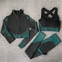 Load image into Gallery viewer, 2/3PCS Seamless Women Yoga Set Workout Sportswear Gym Clothing Fitness Long Sleeve Crop Top High Waist Leggings Sports Suits