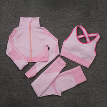 Load image into Gallery viewer, 2/3PCS Seamless Women Yoga Set Workout Sportswear Gym Clothing Fitness Long Sleeve Crop Top High Waist Leggings Sports Suits