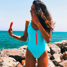 Load image into Gallery viewer, 2023 New Sexy Zipper One Piece Swimsuit Women Solid Swimwear Bodysuit Swimsuit Push Up Monokini Bathing Suit Summer Beachwear XL