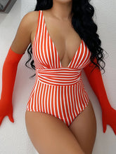 Load image into Gallery viewer, 2023 Striped One Piece Swimsuit Vintage Swimwear Women V-neck Bathing Swimming Suit Female Summer Beachwear Bodysuit