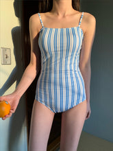Load image into Gallery viewer, New Striped One-piece Swimsuit Women's Simple Ins Style Strapless Girls' Hot Spring Swimsuit