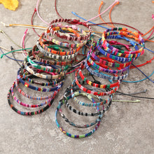 Load image into Gallery viewer, 24pcs Bohemian Style Women Bracelets Set, Random Colorful Cloth Art Friendship Surf Bracelet For Men Women