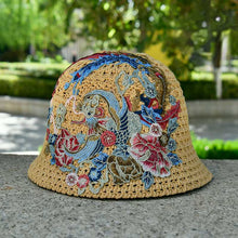 Load image into Gallery viewer, Spring Summer Fisherman Hat Embroidered Big Head Cover Face UV Protection Hat Big Brim Sun Hat, Outdoor Hat