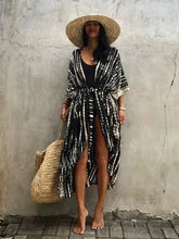 Load image into Gallery viewer, Beach Cover Ups for Swimwear Women Black Tie Dye Kimono Swimsuit Cape Summer Dress 2022 Beachwear Outfits Sales