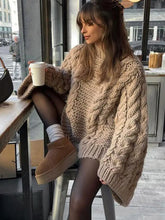 Load image into Gallery viewer, Big Twist Loose Women's Sweater Fashion Knit Warm Turtleneck Lantern Sleeve Female Pullover 2024 Autumn Winter Lady Jumper