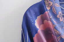 Load image into Gallery viewer, Boho Queens Vintage Star and Moon Floral Print Sashes Women Bohemian V Neck Batwing Sleeves Happie Short Robe Kimono