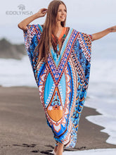 Load image into Gallery viewer, Boho Quick-drying Long Kaftan Bikini Cover-ups Retro Plus Size Summer Dress Women Clothing Beach Wear Swim Suit Cover Up Q831