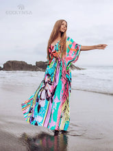 Load image into Gallery viewer, Boho Quick-drying Long Kaftan Bikini Cover-ups Retro Plus Size Summer Dress Women Clothing Beach Wear Swim Suit Cover Up Q831