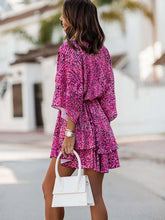 Load image into Gallery viewer, Elegant Office Dress For Wome's Casual Bat Sleeve Flowers Print Bohemian Beach Vacation Sundress Women Summer Ruffl Mini Dresses