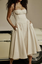 Load image into Gallery viewer, Elegant Women Solid Sling Long Pleated Dress Chic Sleeveless Backless A-line Dresses 2024 Summer Party Club Date Evening Robes