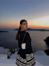 Load image into Gallery viewer, Fashion Embroidery Spliced Dress For Women Long Sleeve Crew Neck Lace Up Dresses 2023 Casual Loose Autumn Commute Streetwear