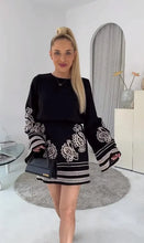 Load image into Gallery viewer, Fashion Embroidery Spliced Dress For Women Long Sleeve Crew Neck Lace Up Dresses 2023 Casual Loose Autumn Commute Streetwear