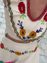 Load image into Gallery viewer, Fashion Print Crop Top Skirt Suits Women Chic Flying Sleeve Square Neck Sleeveless Set High Waisted Pleated Skirt 2024 Outfits