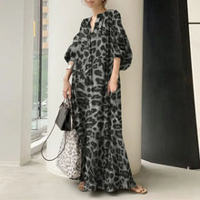 Load image into Gallery viewer, Fashion Printed Maxi Dress Women's Leopard Sundress 2023 ZANZEA Spring Puff Sleeve Long Vestidos Female V Neck Robe Oversize