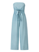 Load image into Gallery viewer, Fitshinling Strapless Long Romper Women Clothing Summer Slim Sexy Wide Leg Jumpsuit Women Overall Boho Bow Playsuit