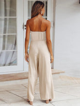 Load image into Gallery viewer, Fitshinling Strapless Long Romper Women Clothing Summer Slim Sexy Wide Leg Jumpsuit Women Overall Boho Bow Playsuit