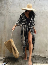 Load image into Gallery viewer, Fitshinling Summer Vintage Kimono Swimwear Halo Dyeing Beach Cover Up With Sashes Oversized Long Cardigan Holiday Sexy Covers
