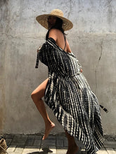 Load image into Gallery viewer, Fitshinling Summer Vintage Kimono Swimwear Halo Dyeing Beach Cover Up With Sashes Oversized Long Cardigan Holiday Sexy Covers