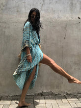 Load image into Gallery viewer, Fitshinling Summer Vintage Kimono Swimwear Halo Dyeing Beach Cover Up With Sashes Oversized Long Cardigan Holiday Sexy Covers
