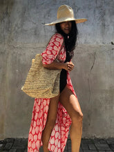 Load image into Gallery viewer, Fitshinling Summer Vintage Kimono Swimwear Halo Dyeing Beach Cover Up With Sashes Oversized Long Cardigan Holiday Sexy Covers