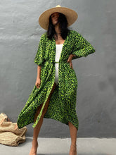 Load image into Gallery viewer, Fitshinling Summer Vintage Kimono Swimwear Halo Dyeing Beach Cover Up With Sashes Oversized Long Cardigan Holiday Sexy Covers