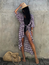 Load image into Gallery viewer, Fitshinling Summer Vintage Kimono Swimwear Halo Dyeing Beach Cover Up With Sashes Oversized Long Cardigan Holiday Sexy Covers