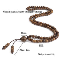 Load image into Gallery viewer, Vintage 108 Wooden Beads Bracelets 6mm Women Men Elastic Beaded Long Necklace Fashion Buddhist Prayer Yoga Jewelry Handmade Gift