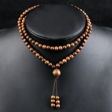 Load image into Gallery viewer, Vintage 108 Wooden Beads Bracelets 6mm Women Men Elastic Beaded Long Necklace Fashion Buddhist Prayer Yoga Jewelry Handmade Gift