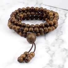 Load image into Gallery viewer, Vintage 108 Wooden Beads Bracelets 6mm Women Men Elastic Beaded Long Necklace Fashion Buddhist Prayer Yoga Jewelry Handmade Gift