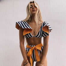Load image into Gallery viewer, Two-Pieces Women Floral 2025 Push-Up Padded Bra Ruffles Bandage Bikini Set Swimsuit Swimwear Bathing Suit Beachwear Biquini