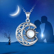 Load image into Gallery viewer, Huitan Aesthetic Sun and Moon Design Women's Pendant Necklace with Imitation Opal Stone Boho Style Beach Vocation Jewelry Gift