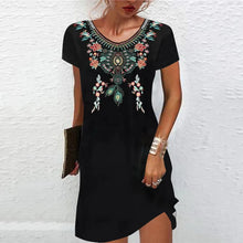 Load image into Gallery viewer, M-3XL Vintage Elegant Ethnic Dress for Women 2023 Summer Loose Bohemian Beach Midi Dress Casual Female Clothing Pullover Skirt