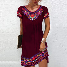 Load image into Gallery viewer, M-3XL Vintage Elegant Ethnic Dress for Women 2023 Summer Loose Bohemian Beach Midi Dress Casual Female Clothing Pullover Skirt