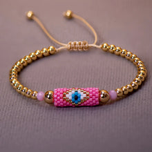 Load image into Gallery viewer, Woven Evil Eye Bracelet Handmade Bohemian Bead Ladies Boho Style Summer Pink For Women Fashion Jewelry Men Ibiza Personalized Braided Rvs Colored Thread Aesthetic Lgbt Turkish Lucky Protection Against Gift
