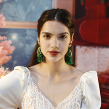 Load image into Gallery viewer, Ethnic Style Fringe Christmas Earrings, New Long Exaggerated Lightweight Rice Beads, Five-pointed Star Hand-woven Earrings