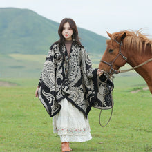 Load image into Gallery viewer, Tibetan Great Retro Totem Red Warm Outer Shawl Women's Scarf Autumn and Winter Cloak Big Cloak