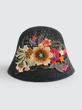Load image into Gallery viewer, Ethnic embroidered flowers in summer breathable hollow sunscreen fisherman hat female sunshade Joker bucket hat Sun basin hat