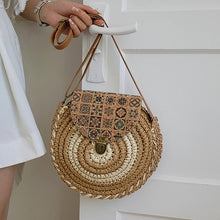 Load image into Gallery viewer, Summer Ethnic Style Woven Literature and Art Sen Series Bag for Women's Crossbody, Minority Grass Woven Large Capacity Round Cake Bag