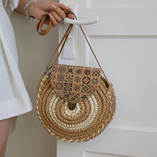 Load image into Gallery viewer, Summer Ethnic Style Woven Literature and Art Sen Series Bag for Women's Crossbody, Minority Grass Woven Large Capacity Round Cake Bag