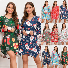 Load image into Gallery viewer, Women's V-neck Slim Fitting Irregular Christmas Dress Short Mini Dress