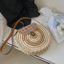 Load image into Gallery viewer, Summer Ethnic Style Woven Literature and Art Sen Series Bag for Women's Crossbody, Minority Grass Woven Large Capacity Round Cake Bag