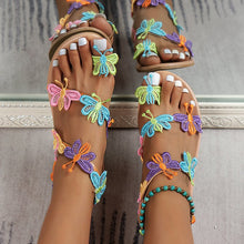 Load image into Gallery viewer, New Toe Set Colorful Holiday Light Butterfly Large Beach Shoes Sandals