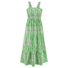 Load image into Gallery viewer, Summer Women's Elegant Print Elastic Strap Skirt Holiday Style French Fragmented Flower Hanging Strap Long Dress