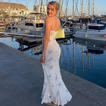 Load image into Gallery viewer, New Bohemian Vacation Style Slim Strap Wrap Hip Dress Printed Dress